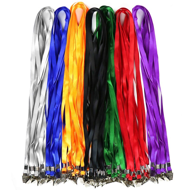 Ollain Lanyards for Id Badges Nylon Neck Flat Cruise Lanyard Bulldog Clips Durably Lanyards for Men Women Office ID Name Tags and Badge Holders (Gary, 50 Pack) - Image 2